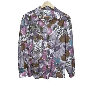 Vintage Floral Bohemian Button Down Shirt Size 9/10